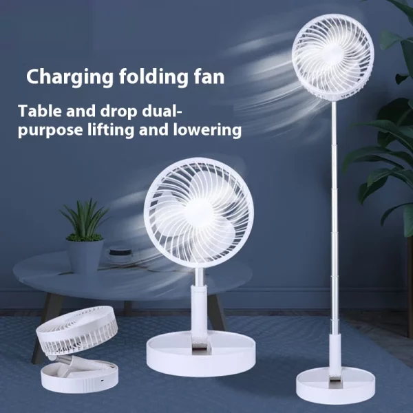 Portable Electric Fan Folding Telescopic Floor Standing USB Rechargeable Mini Brushless Fan for Home Office Air Conditioner