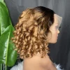 13×4 frontal lace human hair wigs for women 12inch short egg curly wig blonde 1b30 99j color short curly human hair wig - Image 3