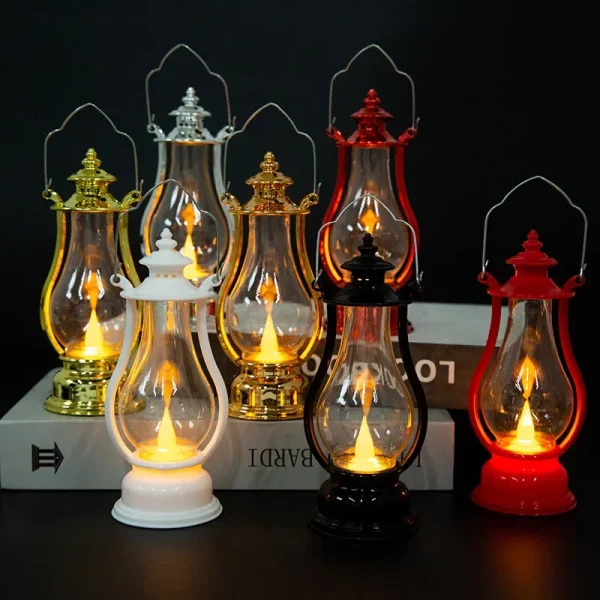LED Retro Oil Lamp, Multicolor Desk Lamp, Portable Windproof Kerosene Light for Home Decoration