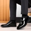 Men Patent Leather Shoes Business Shoes Casual Pointed Toe Slip on Loafers Men Luxury Party Wedding Plus Size Shoes - Image 3
