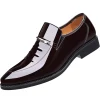 Men Patent Leather Shoes Business Shoes Casual Pointed Toe Slip on Loafers Men Luxury Party Wedding Plus Size Shoes - Image 6