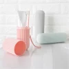 Travel Toothbrush Box Vertical Stripe Portable Mouthwash Cup Brushing Cup Washing Cup Toothware Box Toothpaste Storage Cartridge - Image 3