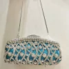 Women Sky Blue Crystal Clutch Purse Stones Evening Bags Metal Hollow Box Minaudiere Handbag Bridal Bags Wedding Party Clutches - Image 6
