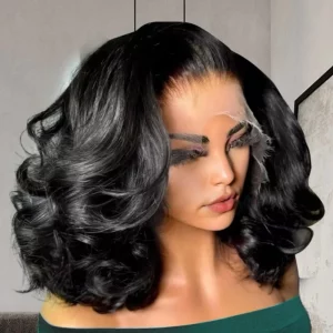 250% Density 100% Vietname Loose Wave Wig 13x4 Frontal Bouncy Wave Wig with Human Hair Natural Black For Black Women 16-22Inch