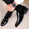 Men Patent Leather Shoes Business Shoes Casual Pointed Toe Slip on Loafers Men Luxury Party Wedding Plus Size Shoes - Image 2