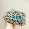 Women Sky Blue Crystal Clutch Purse Stones Evening Bags Metal Hollow Box Minaudiere Handbag Bridal Bags Wedding Party Clutches - Image 2