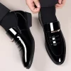 Men Patent Leather Shoes Business Shoes Casual Pointed Toe Slip on Loafers Men Luxury Party Wedding Plus Size Shoes - Image 5