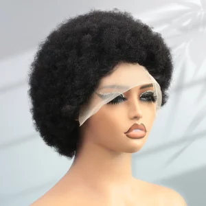 13X4 Afro Kinky Curly Wave Lace Front Wig 200 Density Brazilian Remy Human Hair Lace Natural Hairline Short Bob Human Hair Wig