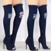 New Boots Women Thigh High Boots 2021 Winter Women Boots High Heels Women Shoes Tassel Jean Boot Ladies Shoes Good Service zo0 - Image 2