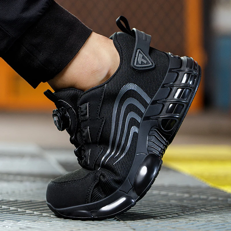 Rotary button new safety shoes for men, anti-impact and anti-piercing work shoes, fashionable men's sports shoes, and safety pro - Image 6