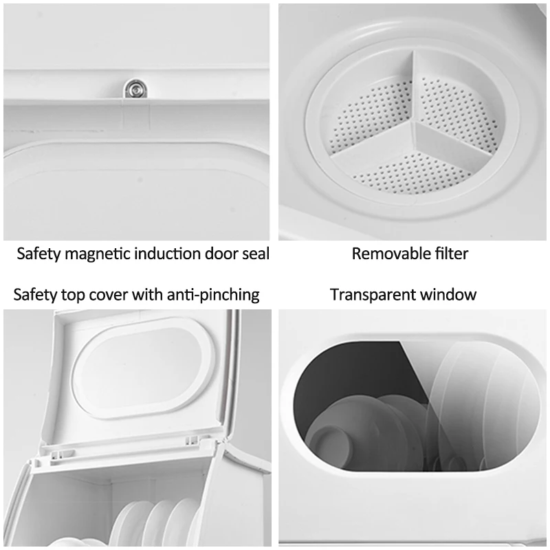 Intelligent Automatic dishwasher Home Desktop Free Installation Dish Washing Machine Mini O3+UV Double sterilization Dish Washer - Image 5